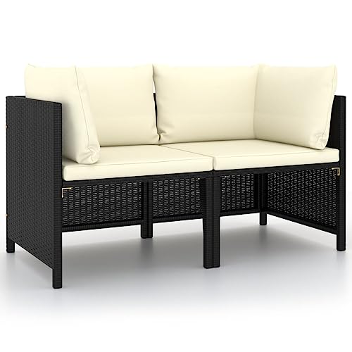 QJBSAVVA 2-Sitzer-Gartensofa Schwarz 60 x 60 x 60 cm Modernes...
