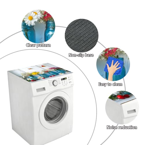 Image of Washer Dryer Top Cover Mat, Non-Slip Laundry Room Decor, Laundry Room Kitchen Appliance Decor Protector Universal 23.6 inchx19.7 inch (Vase 2)