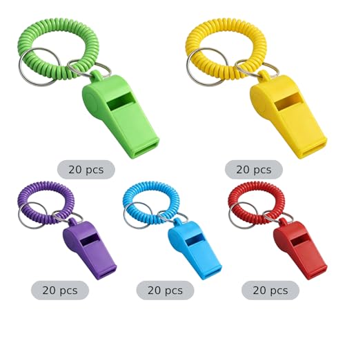 100 Silbatos de Plástico con Wristbands Coil Multicolor miniatura 4