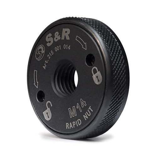 S&R Schnellspannmutter M 14 in Industrie-Qualität, Schnell Spannmutter für alle Winkelschleifer von AEG, Black & Decker, Dewalt, Flex, Hitachi, Metabo, Makita uvm
