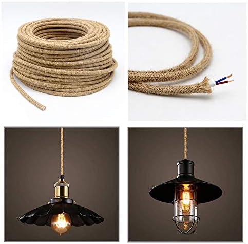 GreenSun kabel tekstylny do lnu, z powłoką tekstylną, kabel zasilający, 2-żyłowy, 0,75 mm², kabel elektryczny do dekoracji DIY, 5 m