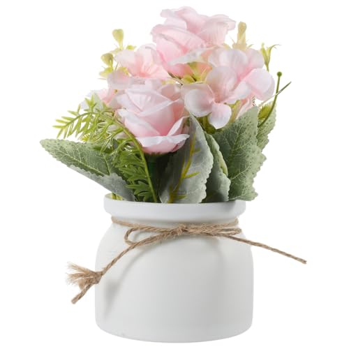 Amosfun Bonsaï Artificiel en Pot Rose DéCoration IntéRieure Plante Artificielle À L'IntéRieur...