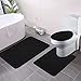 Pauwer Bathroom Rug Sets - 3 Piece with Toilet Cover, Non Slip Bath Mats, U-Shaped Toilet Mat, Absorbent Bath Mat Set, Machine Washable Bath Rugs, Dark Grey
