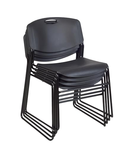 Image of Regency Kobe 66 x 24 in. Mobile T-Base Training Table- Cherry, 2 Zeng Stack Chairs- Black