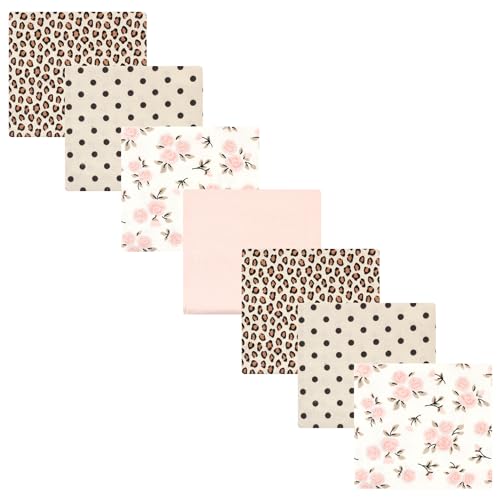 Image of Hudson Baby Unisex Baby Cotton Flannel Receiving Blankets Bundle, Neutral Pink Floral, One Size