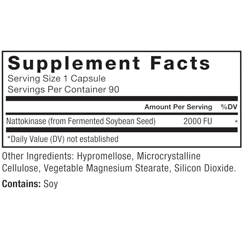 Image of Force Factor Nattokinase 2000 FU, Nattokinase Supplement for Heart Health and Blood Pressure Health, Blood Circulation Pills, Non-GMO, Vegan, No Gelatin, 90 Vegetable Capsules