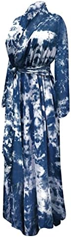 Sanctuarie Designs Plus Size 1950's Retro Rayon Robe with Attached Belt, Navy Tie Dye, Med