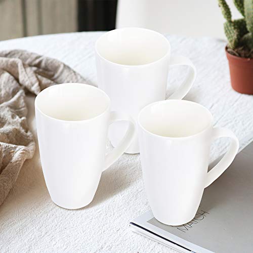 fanquare Juego de Tazas de Café Blancas, Juego de 4, Taza Grande de Porcelana para Capuchino, Café, Té, Cacao, 600ml - Imagen 4