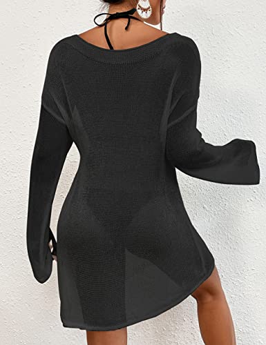 Image of Bsubseach Crochet Cover Ups for Women Bathing Suit Cover Up Dress Mesh Beach Top