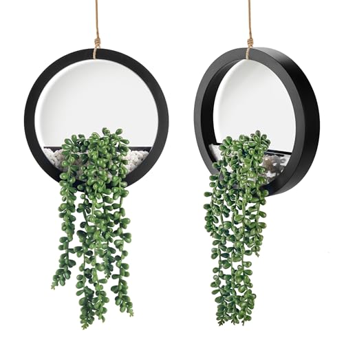 Der Rose 2 Pack Fake Plants Hanging Artificial Succulents Plants in...