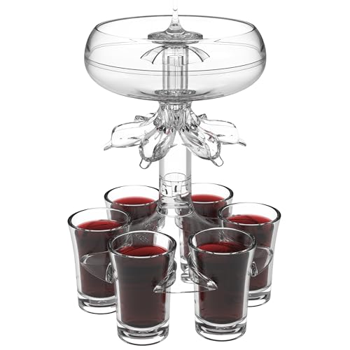 ALEVMOOM 6 Schnapsglasspender und -Halter, Weinspender, Flüssigkeits-Trenner, Halter für Getränke, Cocktail, Bierspender, geeignet für Bars, Partys, Trinkwerkzeuge mit Bürste (transparent)