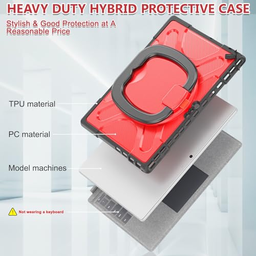 Coque rotative Surface Pro 7 antichoc rouge compatible clavier Type Cover et béquille - 2