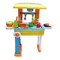 Buy VikriDA 2 in 1 Little Chef Kitchen Table Toy Playset Travel Trolley ...