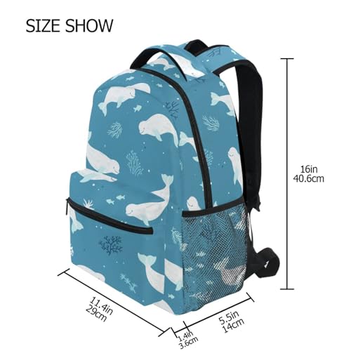Cute Beluga Whales Boys Girls Kids School Backpacks Bookbag, School Bag Travel Backpack Daypack4