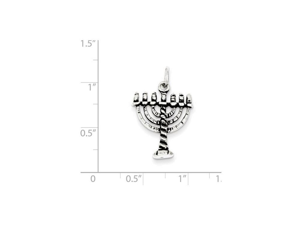 FJC Finejewelers Sterling Silver Antiqued Menorah Charm