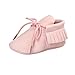 RVROVIC Baby Boys Girls Moccasins Soft Sole Tassels Prewalker Anti-Slip Shoes (M:6~12 months, PU Pink)