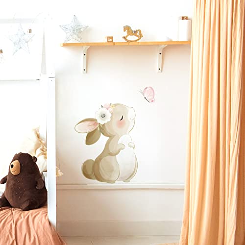 Vinilo decorativo con conejito y mariposa para pared miniatura 2