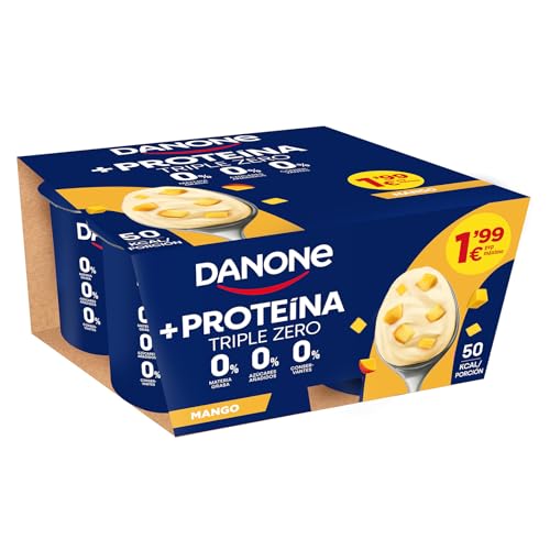 Danone Yogur Proteico con Sabor a Mango - Sin Gluten y 0% azúcares añadidos - 105g x 4