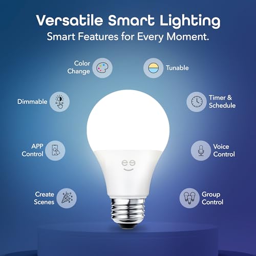 Image of Geeni Prisma 800-Lumen Dimmable Smart Bulbs with 2.4 GHz Wi-Fi, 2-Pack | Color-changing & tunable white, A19 LED smart bulb, compatible with Alexa & Google Home