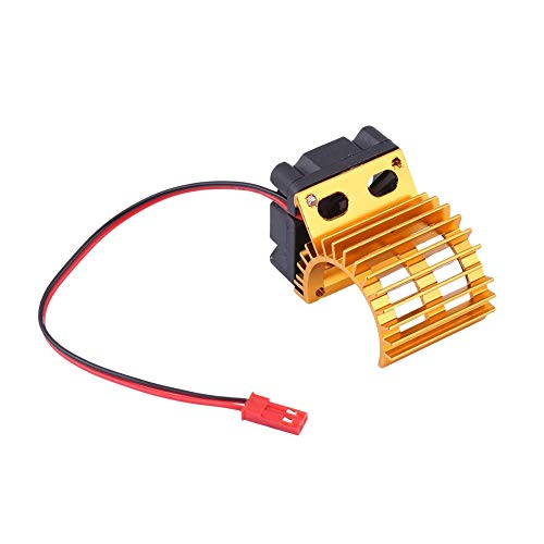 Dilwe RC Motor Heat Sink with Cooling Fan, RC Heat Sink Cooling Fan for 1/10 Scale Electric RC Car 380/390 Motor Upgrade Part Accessory(Gold)