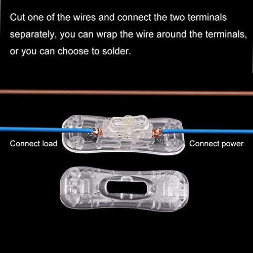 Uxcell Inline Cord Switch Ac 250V 2A Spst Feed-Through Rocker Switch For Bedroom Table Lamp Desk Light, Clear (Pack Of 2) #TOP4