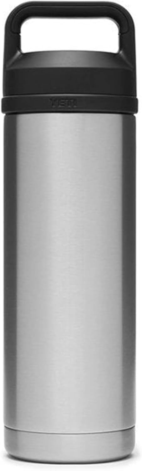 YETI Rambler Trinkflasche 18 oz (532 ml) Stainless Steel – Edelstahl Trinkflasche, Wasserflasche Sport mit Chug–Verschluss, isolierte Sportflasche