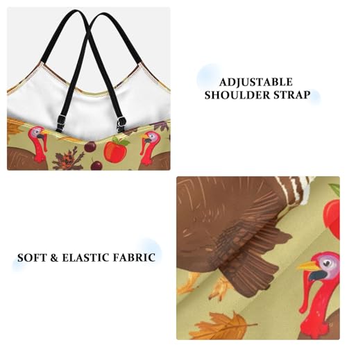 CHIFIGNO Thanksgiving Turkeys Girls One Piece Swimsuits, Spaghetti Straps, Cross Back Design, Ages 3T3