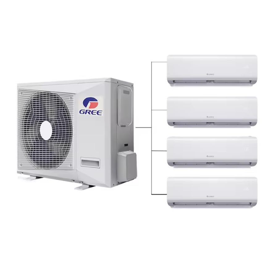 42000BTU - Aire acondicionado y calentador mini split sin conductos de 12 K zonas, 4 zonas