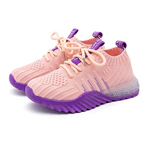 Boys Girls Children Lightweight Breathable Easy Walk Knit Sneakers Sport Shoes Athletic Running Walking Sneakers