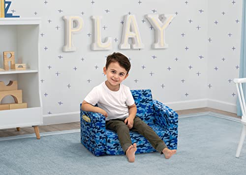 Delta Children Cozee 2-In-1 Convertible Sofa To Lounger - Comfy Flip Open Couch/Sleeper For Kids, Blue Camo #TOP6