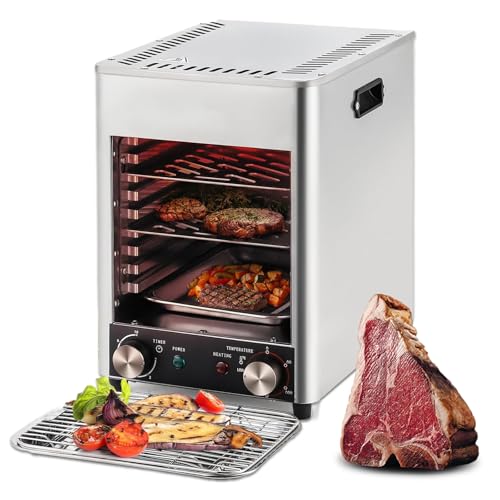 Eastnmythet Electric Steak Cooker 800?, 1700W 8-Layer Grill Electric Oven, Stainless Steel Electric Steak Broiler for Party, Adjustable Time