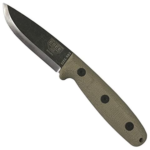 ESEE RB3 Reuben Bolieu Fixed Blade Survival Knife, Leather Sheath, Made In USA (Black Oxide Finish, Brown Leather Sheath (Right)) Cover