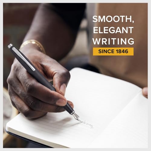 Image of Cross Calais Matte Black Refillable Fountain Pen - Medium Point, Black Ink, Smooth Writing, Presented in a Luxury Gift Box