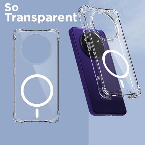 Image of Amazon Basics Back Cover for Realme 14 Pro Plus 5G Mag-Safe Shockproof PC + TPU Protective Case Magnetic Support Bumper Case (Transparent Mag-Safe)