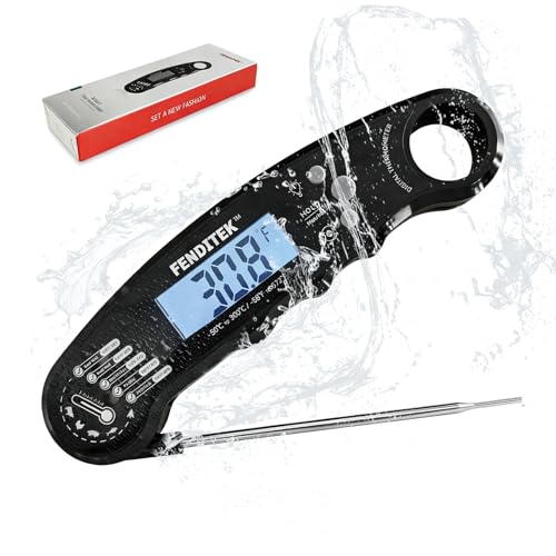 Digital Meat Thermometer, Waterproof Instant Read Cooking Thermometer with LCD Backlight, Magnetic Back for Kitchen, Baking, Sous Vide, Outdoor Grilling,Candy