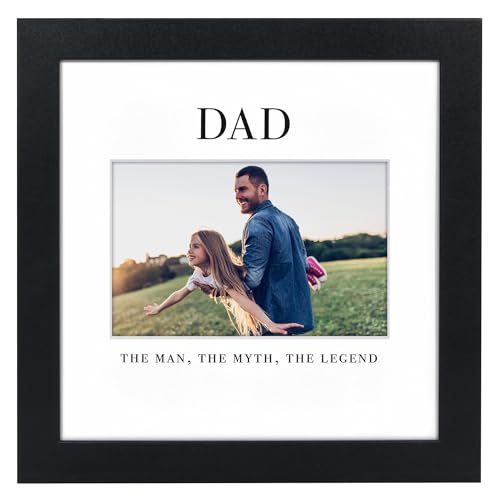 Americanflat Dad Picture Frame - Use as 4x6 Frame with 3 Interchangeable Mats or Display 8x8 Photos without Mat - Signature Collection - Gifts for Dad - Black