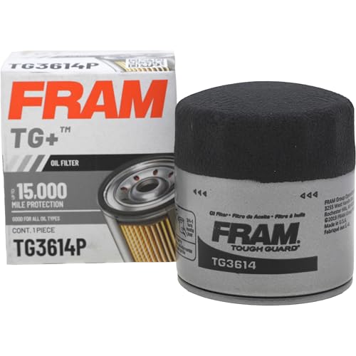 FRAM TG+ Replacement Oil Filter TG3614P, Designed for Interval Full-Flow Changes Lasting Up to 15K Miles for Select Vehicle Model Years