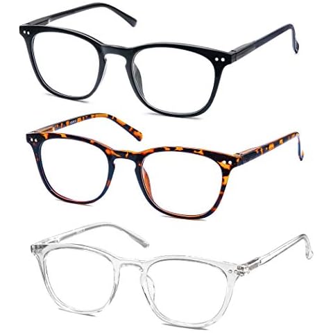 HAPJOYS Reading Glasses Women Men Stylish Readers 1.0 Lightweight Frame Glasses for Reading 3 Pack Black/Tortoise/Clear Cover