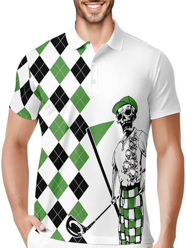HIVICHI Funny Golf Shirts for Men Crazy Printed Pattern Colorful Wild Novelty Performance Moisture Wicking Mens Polo Shirt
