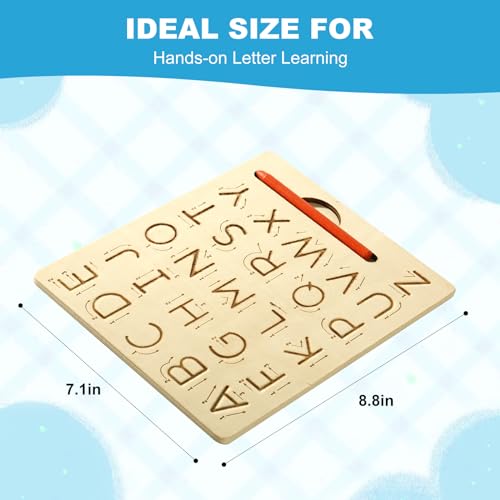 Wooden Letters Practicing Board,Reusable Handwriting Alphabet Tracing Board Double-Sided Toddlers and Preschool Gifts Learning Toys Learning to Write ABC for Kids Ages 3-8 - Image 3