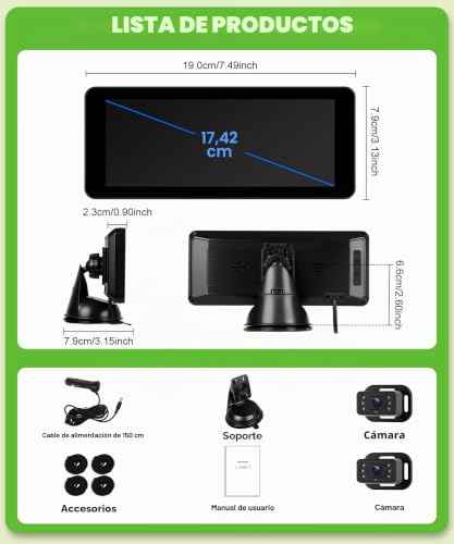 Miniatura 7 de Vastend Dual Cámara Bebé Asiento Trasero Hd 720p Espejo Retrovisor Bebé Coche Pantalla 6.86 ,Cámara De Seguridad Con Visión Nocturna Giratoria De 360 Para El Espejo Del Asiento Del Coche