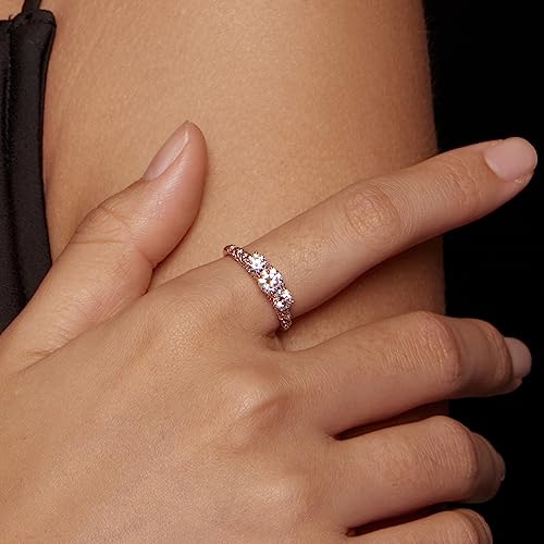 Moissanite Rings for Women Engagement Ring Wedding Band 925 Sterling Silver 3 Stone 6 Stone Moissanite Engagement Ring 18K White Gold Plated D Color VVS1 Promise Ring Jewelry Gift for Women Size 6-92