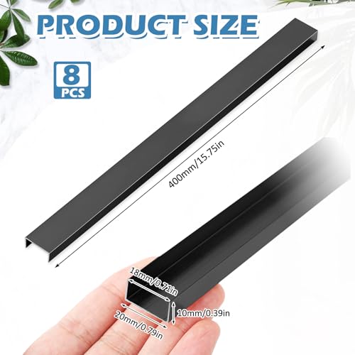 Image of MorningRo 8 Pcs Aluminum Cabinet Edge Protector for Wall Door Frame Cabinets Protection, Slip on Cabinet Door Edge Protector for Prevent Wear, Suit for Thickness Less Than 3 /4 inch (Matte Black)