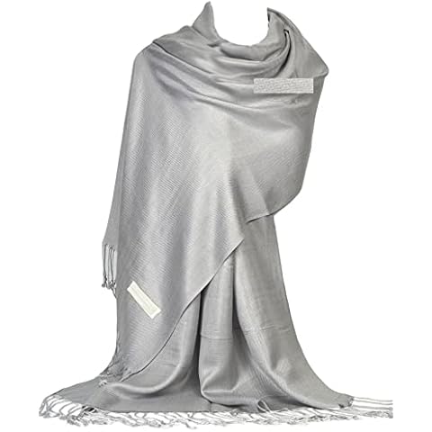 GFM® Schal im Pashmina-Stil, für alle Jahreszeiten, weich, B9, B9-ch-Silber, 42 Cover