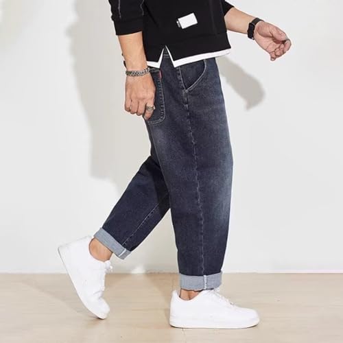Men's Casual Plus Size Baggy Jeans Elastic Waist Wide Leg Loose Denim Pants Workwear Relaxed Trousers4