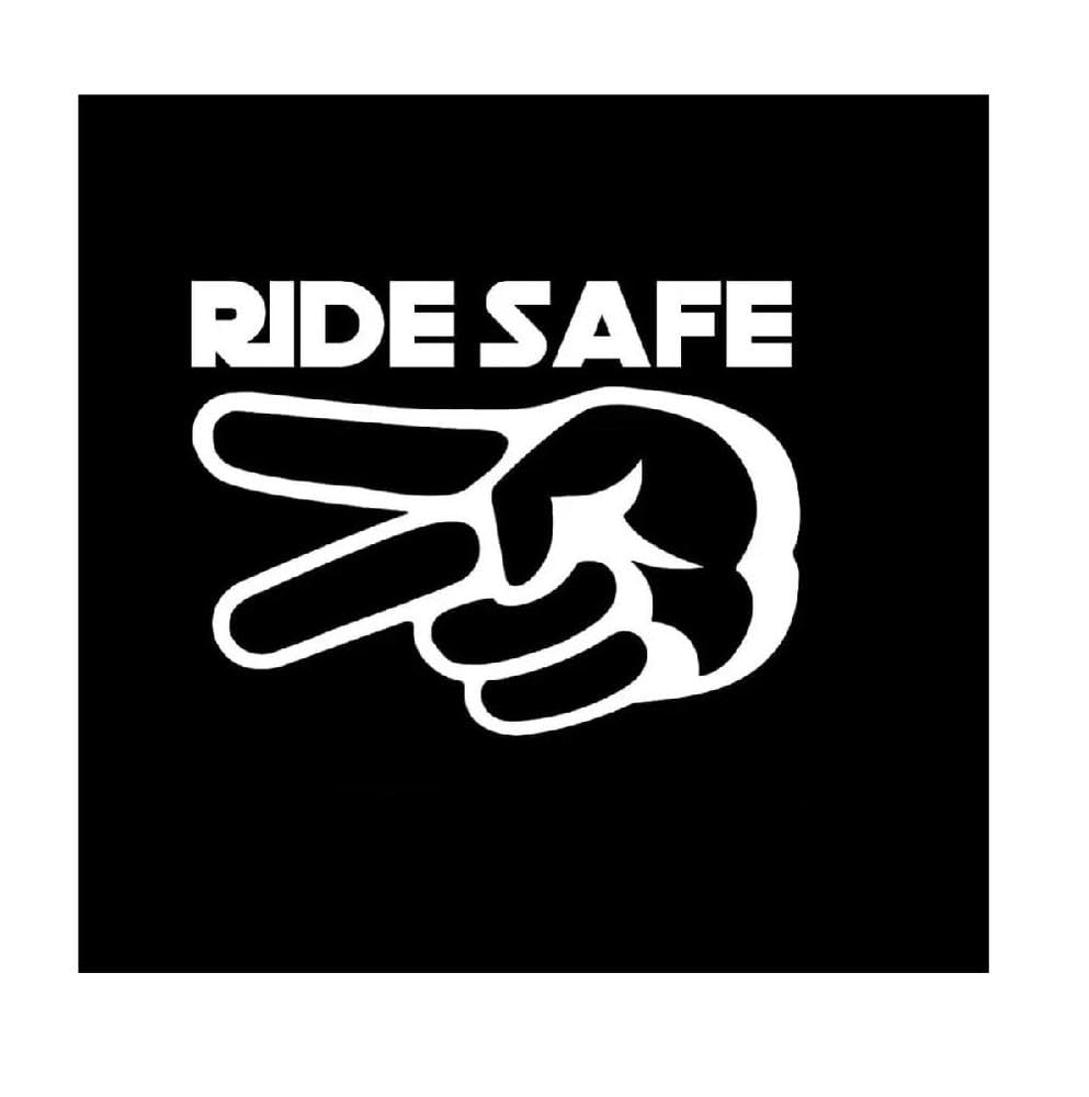 Ride Safe Fingers Down Vinyl Sticker Decal for Motorcycle Car Window Bumper(White)
