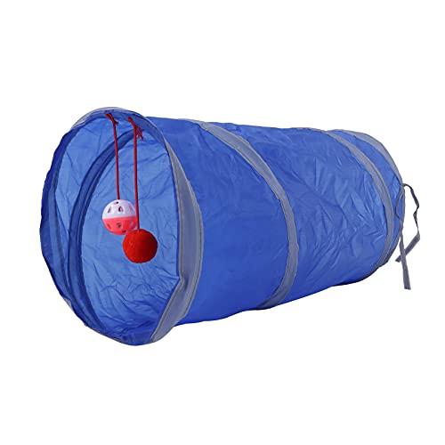 Omquot Interaktiver Katzentunnel aus Polyester, Faltbares Spielzeug mit Hängendem Ball für Katzen, Kaninchen, Welpen, Langlebig, Einfache Reinigung, Reduziert Negative Emotionen, Zum Spielen
