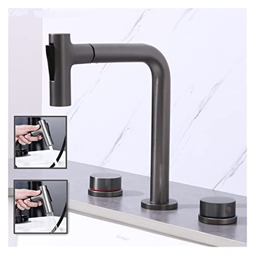 Mélangeur d'eau brosse or noir pour robinet de vasque à 3 trous - 6