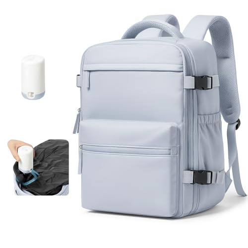 Sac à dos de compression sous vide pour homme : prêt pour les voyages et la technologie, Violet avec pompe, Large, Système d'aspiration intégré