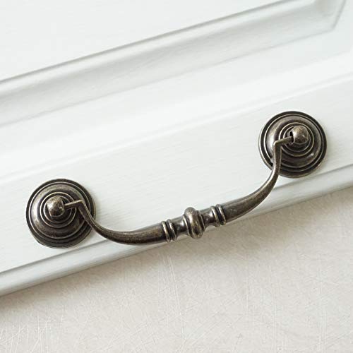 Lbfeel 4.25" Drawer Pulls Dresser Handle Antique Bronze Drop Bail Pulls Handles For Kitchen Cabinet Cupboard Doors 108Mm #TOP2